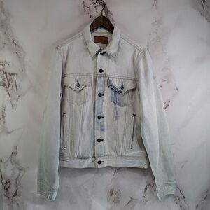 Vintage Levis Denim Jacket Men Medium Light Wash Bleach Trucker Jean 214 80s 90s